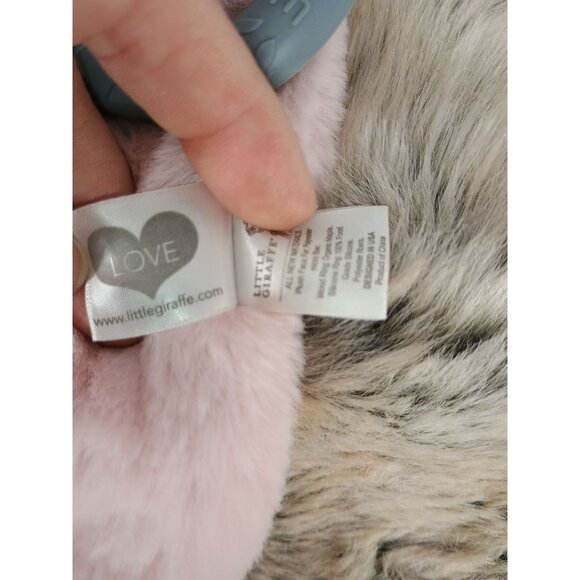 Little Giraffe Faux Fur Pink Giraffe Lovey Rattle Teether Security Blanket - Picture 6 of 7